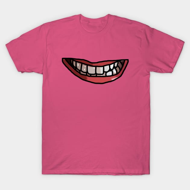 Rose Pink Lips White Teeth Mouth T-Shirt by ellenhenryart